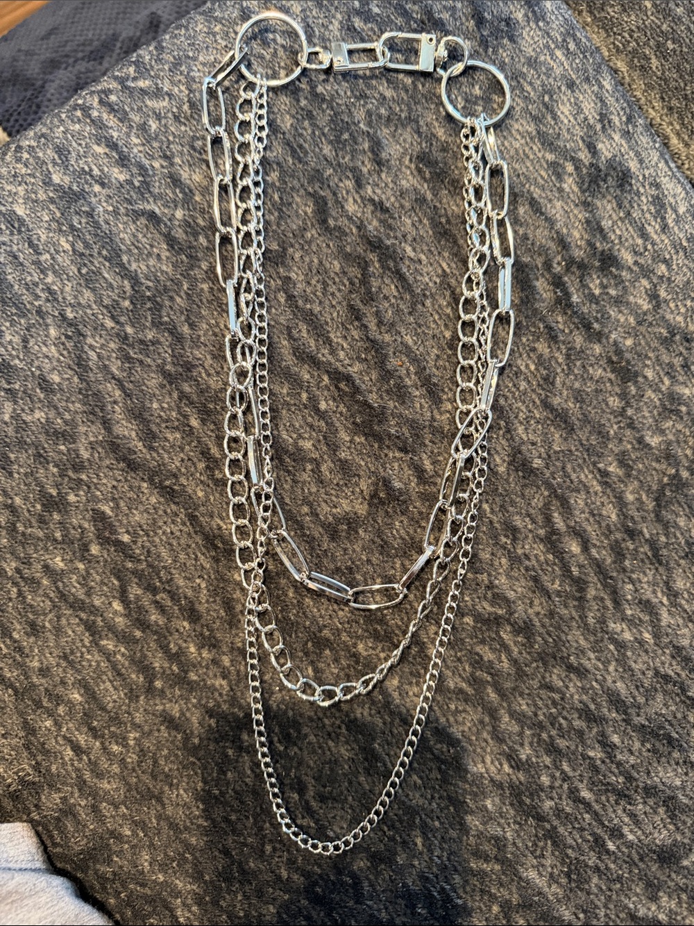 Layered Silver Chain BAG Necklace - Modern Multi-Row Women’s Jewelry